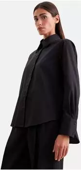 Seidensticker Hemdbluse in A- Linie aus Twill mit langer Manschette Schwarz (60.853664-0039- )