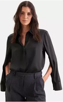 Seidensticker Hemdbluse mit hohen Ärmelschlitzen Schwarz (60.854432-0039- )