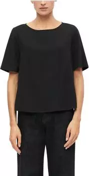 s.Oliver Kurzarm-Bluse mit Reißverschluss schwarz 2181026.9999.