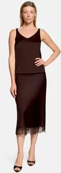 Vera Mont Satinbluse mit V-Ausschnitt dunkelbraun