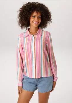 Aniston Schlupfbluse Vokuhila (18347144) rosa/wollweiß/apricot/pink/petrol/gelb