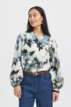 Fransa FRFLORA TEE 4 Kurzarmbluse (74369120) watercolour bloom ice water