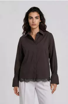 Milano Italy Boxy Fit Bluse mit verdeckter Knopfleiste (63-2020-3722-A) mocca