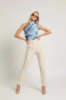 No Matter What Draped Sleeveless Tulle Blouse ärmellose Tüllbluse blau