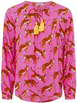 Zwillingsherz Classic Leo Langarm Tunika, Lässiger Schnitt trendy tiger pink