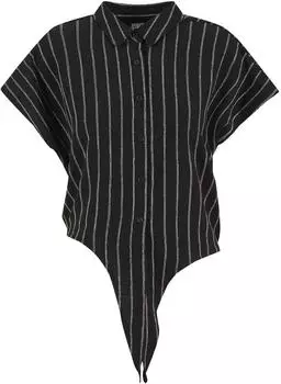 Urban Classics Ladies Structured Striped Tied Bluse (TB7474) black/off white