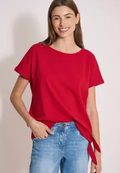 Cecil Shirtbluse mit Knotendetail am Saum (21482566) tamarillo rot