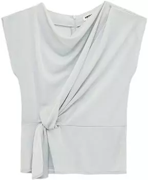 Koton Drapierte Bluse mit Knoten-Detail hellgrau