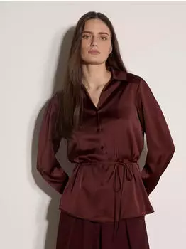 Apricot Weiches Satin-Hemdbluse mit Knopfleiste (73360463) burgundy