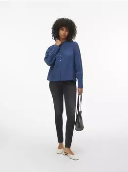 Vero Moda VMISELLE L/S Shirt WVN BTQ Hemdbluse dark denim