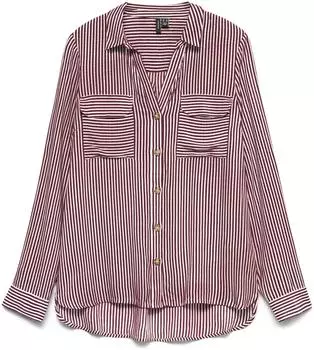 Vero Moda VMBUMPY L/S SHIRT NEW WVN GA NOOS Hemdbluse Regular Fit (10275283) windsor wine stripes:snow white