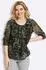 Sieh an! Slip-on Bluse schwarz-oliv-bedruckt