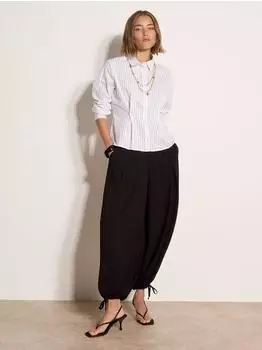 Apricot Taillierte gestreifte Baumwollhemdbluse (61860354) weiß