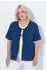 Ulla Popken Blusenshirt Blüten Doppellagig V-Ausschnitt Halbarm (848464) blau