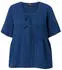 Ulla Popken Blusenshirt Blüten Doppellagig V-Ausschnitt Halbarm (848464) blau
