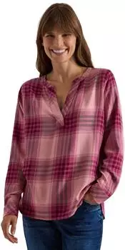 Cecil Long Sleeve Blouse Tunic with Check Pattern and Split Neck velvet rose