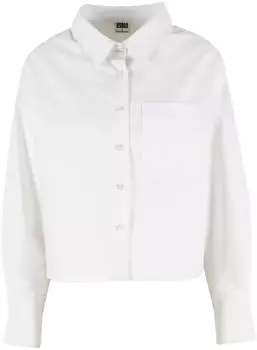 Urban Classics Ladies Short Oxford Shirt Long Sleeve (TB8170) weiß