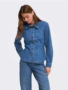 Only ONLUNA Fitted Jeansbluse (77160917) medium blau denim