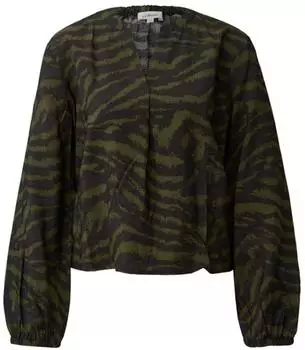 s.Oliver Bluse mit Animal-Print und Raffung olive 2182875.79A1.