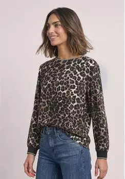 Street One Langarm Bluse mit Tape-Details und Leo-Print (A34703430001)
