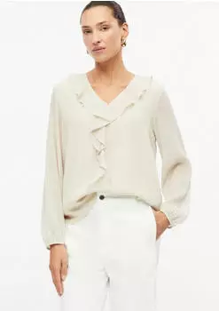s.Oliver Crêpe-Bluse mit Volants beige 2183124.8160.