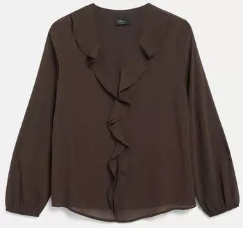 s.Oliver Crêpe-Bluse mit Volants (2183124) braun