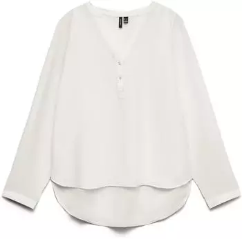 Vero Moda VMKAJA LS V-Neck Fold-Up Top WVN mit Raglan-Ärmeln (10340684) snow white