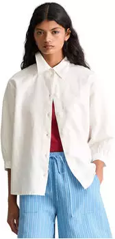 Marc O'Polo Langarmbluse aus Leinen-Baumwolle-Mix (36484454) silky white