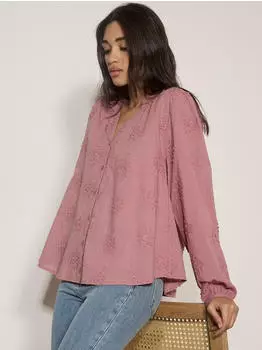 Apricot Boho Blusenshirt mit Raffungen (35268568) pink