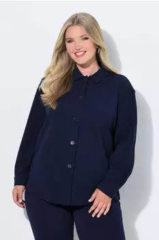 Mia Moda Hemdjacke Loose Fit Stretchkomfort Langarm (856224) dunkles marine/weiß