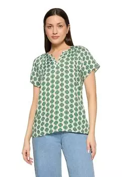 Cartoon Shirtbluse mit R&uuml;schen (16000656) gr&uuml;n/blau