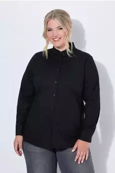 Mia Moda Hemdbluse Popeline Stehkragen Langarm (856111) schwarz