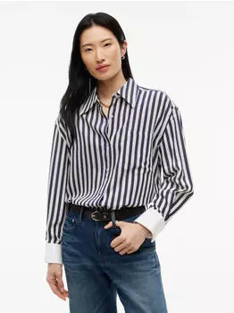 Tommy Hilfiger Fluid Double Cuff Shirt Langarmbluse (24785268) banker stp dunkelblau ecru