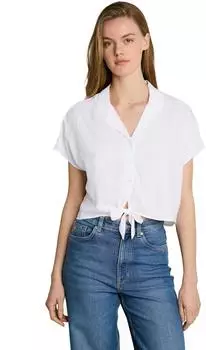 Tom Tailor Denim 1052082 Resort Hemdbluse mit Knotendetail white