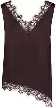 Zero Satin-Bluse mit Spitzeneinsatz (10004196) dunkelbraun