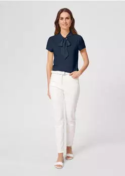 Madeleine Seidenhemd Luxuriöse Bluse mit kragenlosem Design (90963743) navy