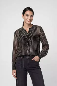 Monari Bluse Regular Fit mit Volants (65337902) schwarz gemustert