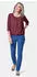 GOLDNER Chiffon-Shirt mit 3/4-Arm Rundhals Kurzbluse (10291001) bordeaux