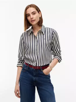 Tommy Hilfiger Fluid Regular STP Shirt Regular Fit Langarmbluse (74005740) dunkelblau/ecru