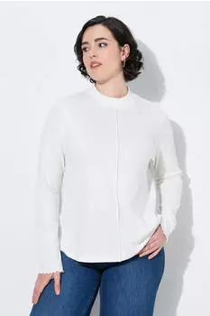 Ulla Popken Chiffon Bluse One Shoulder Überwurf A-Linie (853659) offwhite