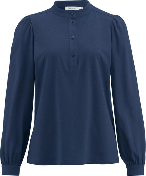 hessnatur Jersey-Bluse aus Bio-Baumwolle mit Schurwolle blau 4860118