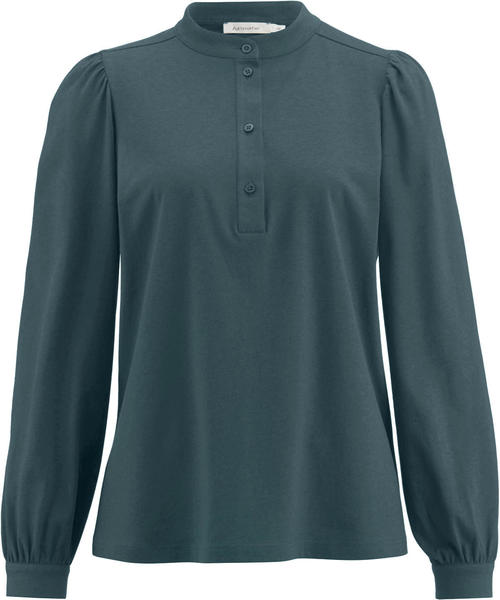 hessnatur Jersey-Bluse aus Bio-Baumwolle mit Schurwolle grün 4860124