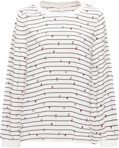 Esprit Blouse With Ribbed Borders (010EE1F309) off white