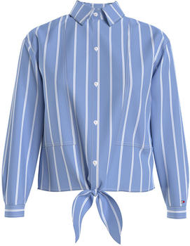 Tommy Hilfiger Stripe Linen Viscose Self-Tie Knot Shirt (DW0DW09758) moderate blue