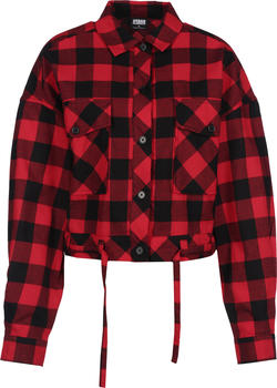 Urban Classics Ladies Short Oversized Check Shirt (TB3753-02374-0037) black/red