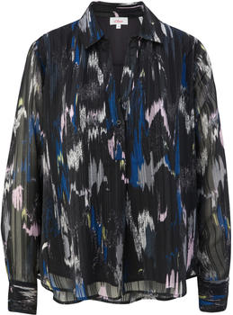 S.Oliver Gemusterte Satinbluse (2124772.99A1) schwarz