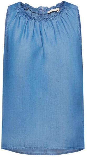 Esprit Ärmellose Bluse in Denim-Optik mit Rüschen (993CC1F303) blue medium washed