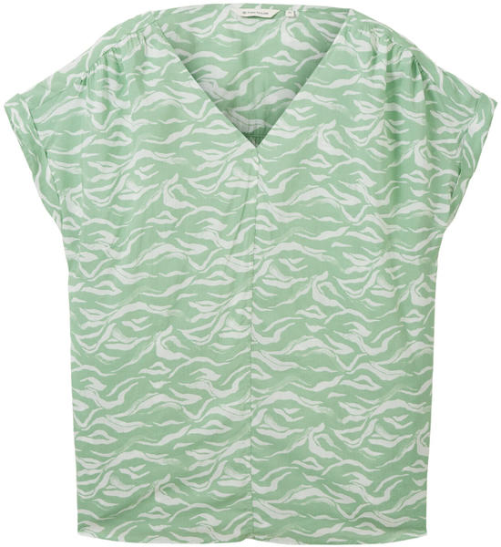Tom Tailor Plus - Gemusterte Kurzarmbluse (1035967-31574) green small wavy design