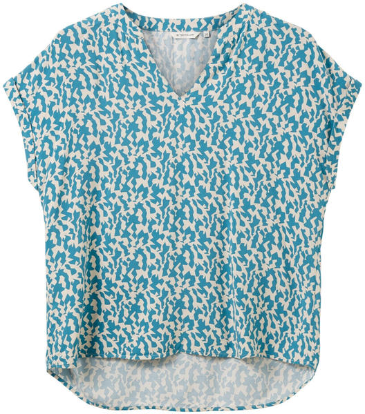Tom Tailor Kurzarm-Bluse (1037231-32149) petrol small abstract design