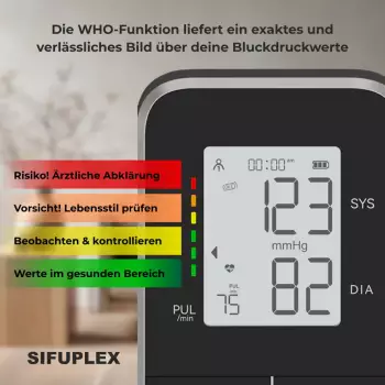 Sifuplex Blutdruckmessger&auml;t Oberarm VitaPulse VP1 Pulsmesser & Arrhythmie-Erkennung